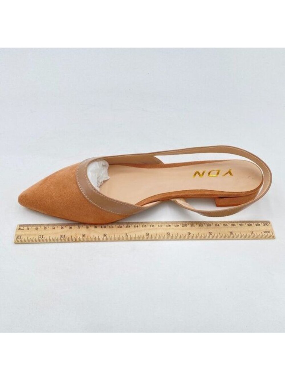 YDN Women Comfortable Pointy Toe Slingback Flats Faux Suede Low Heel Slip On